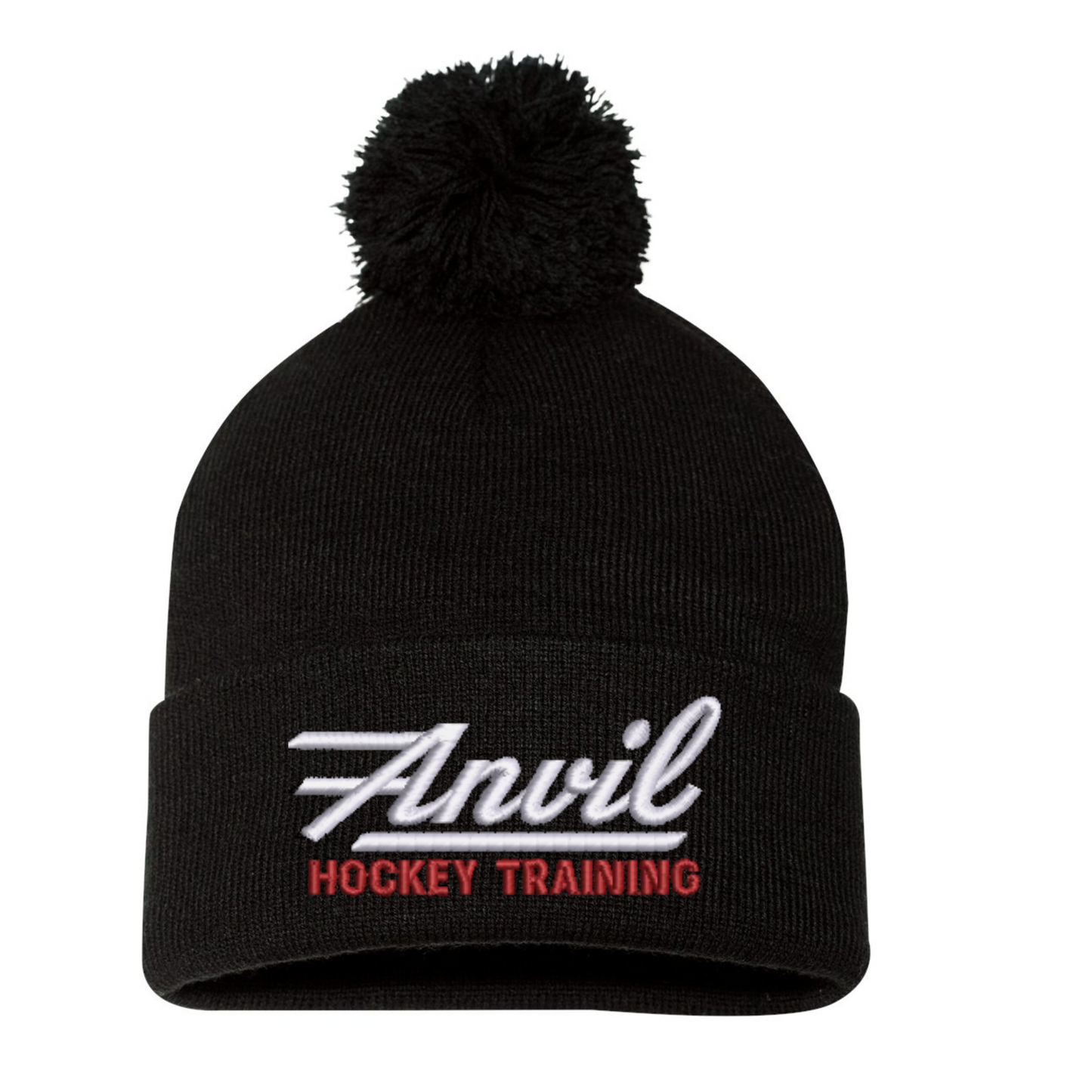Anvil Embroidered PomPom Beanie