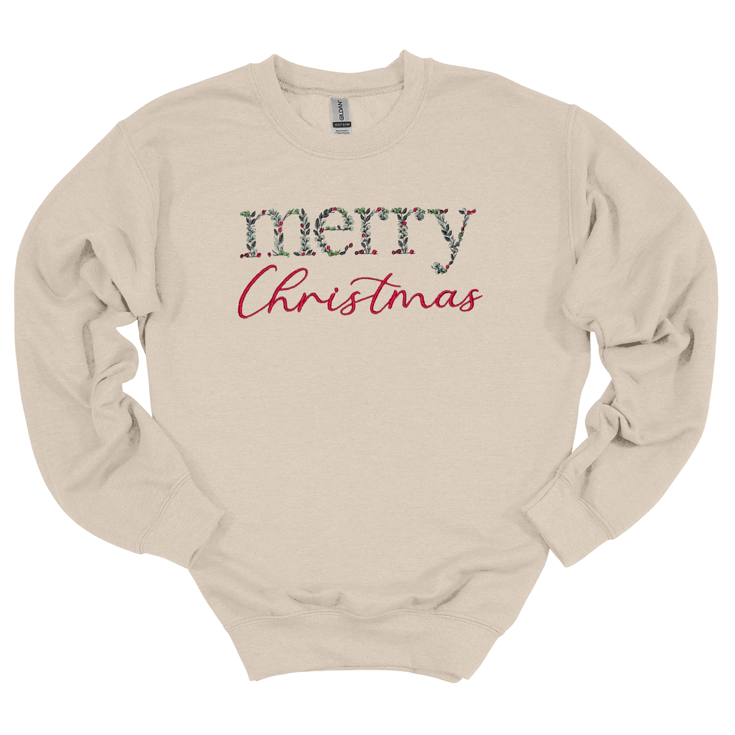 Floral Merry Christmas Embroidered Sweatshirt