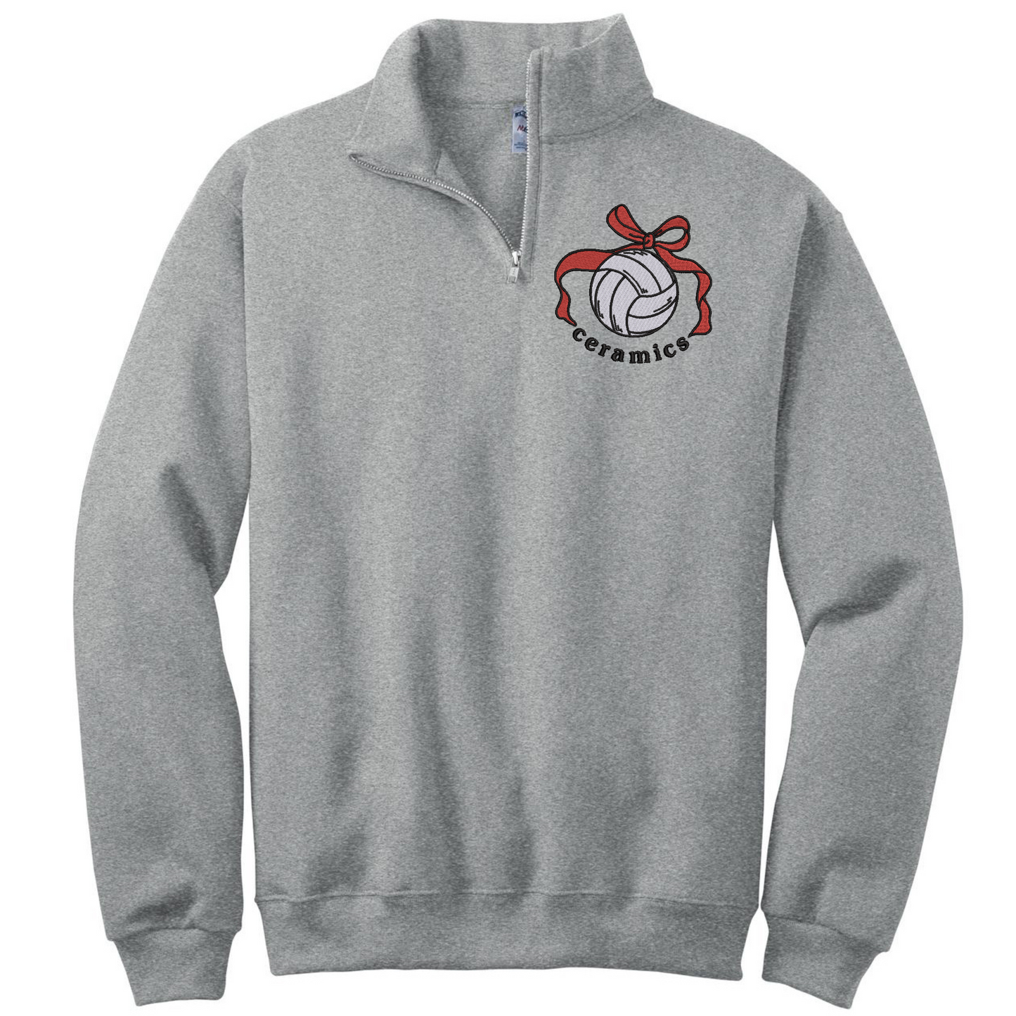 Ceramic Volleyball Bow Embroidered 1/4 Zip