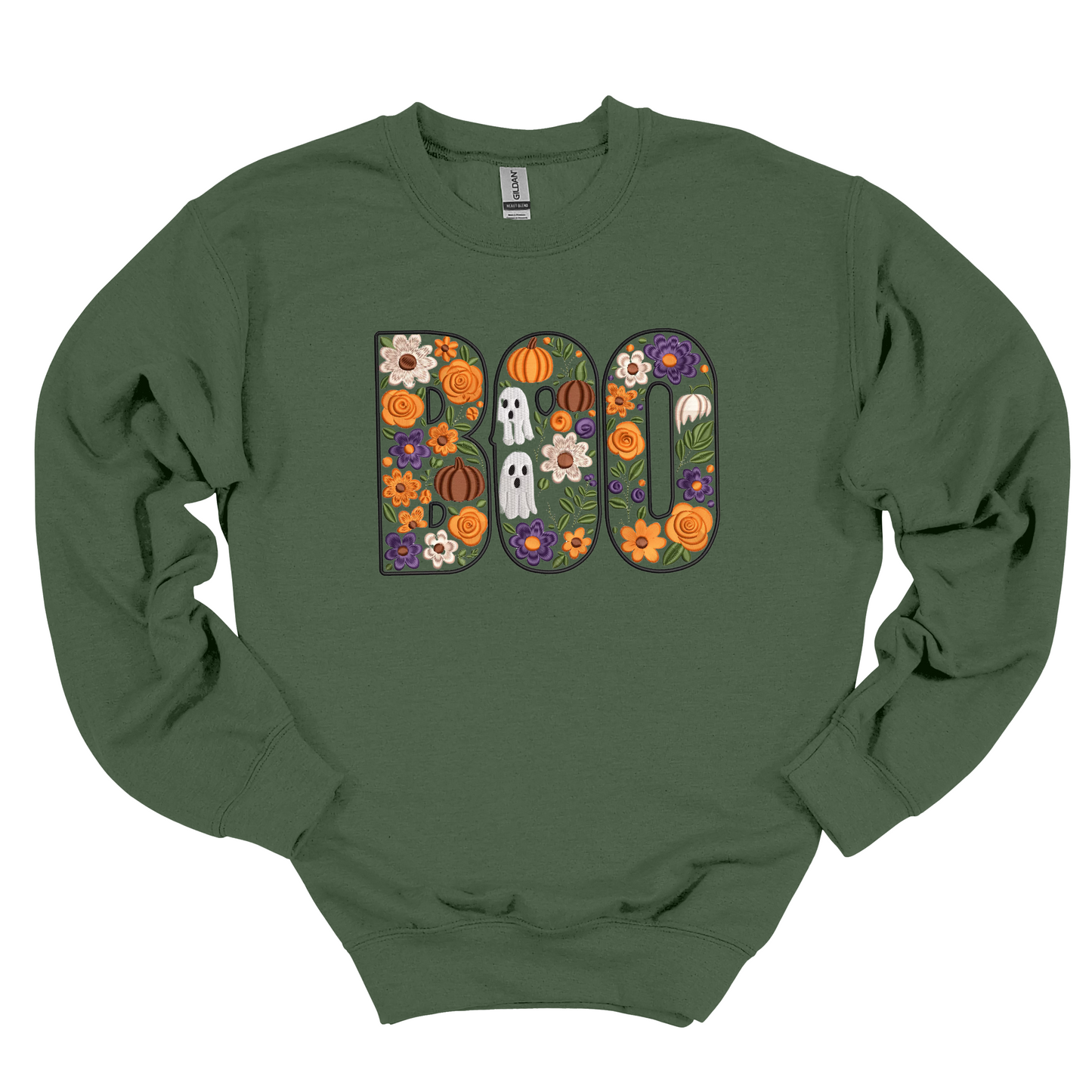 BOO Floral Embroidered Crewneck