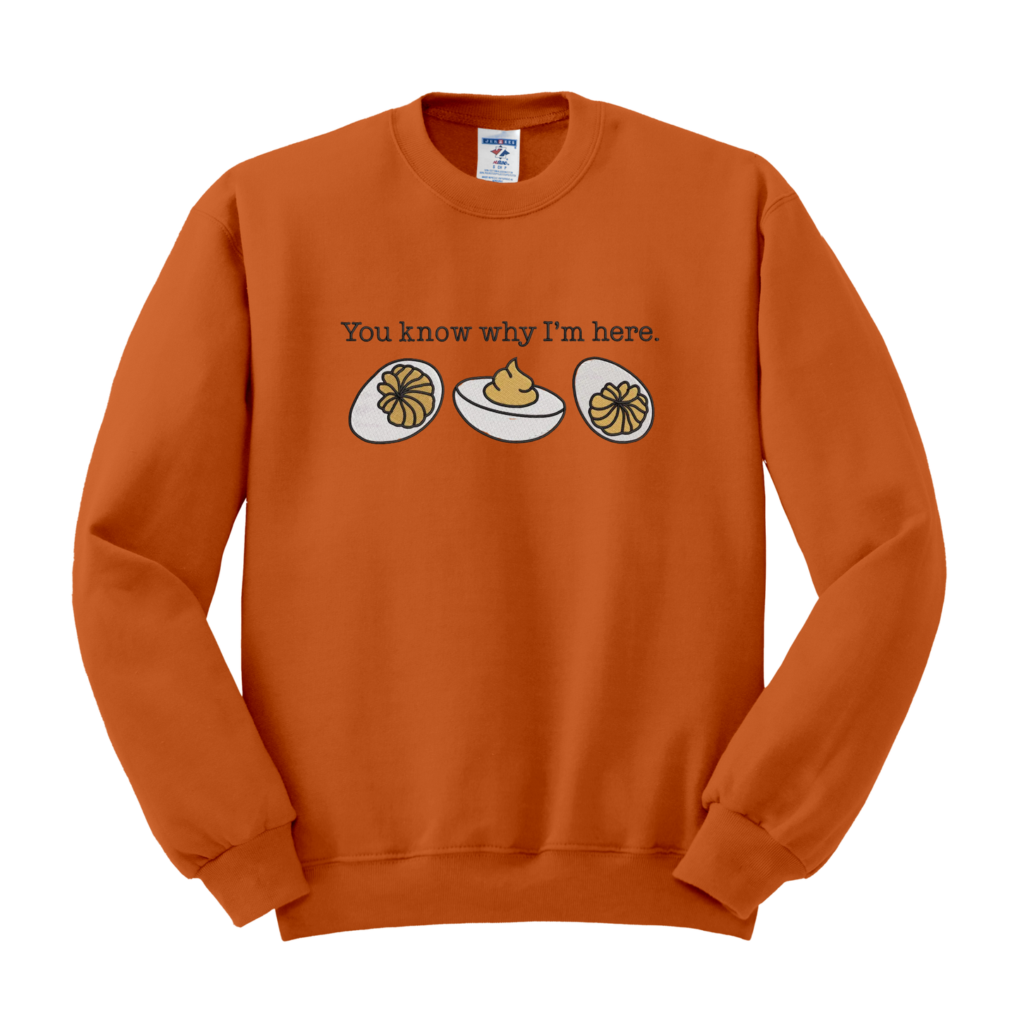 You Know Why I'm Here Embroidered Crew