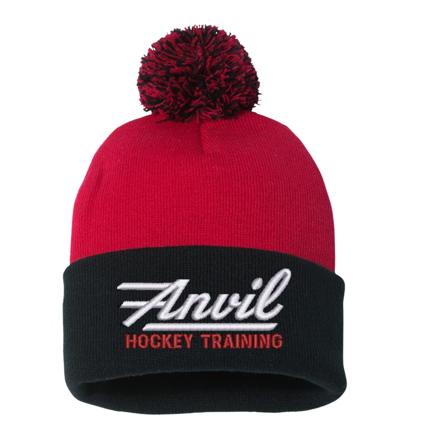 Anvil Embroidered PomPom Beanie