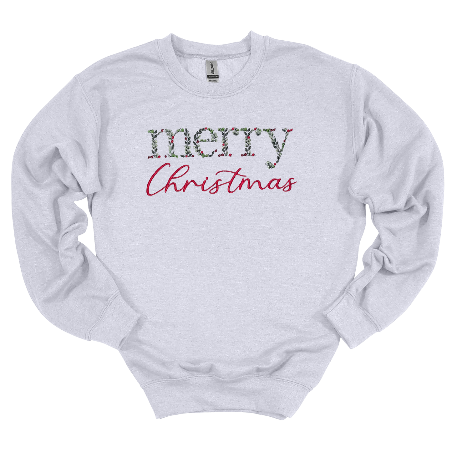Floral Merry Christmas Embroidered Sweatshirt