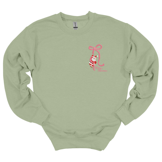 Santa Bow Embroidered Sweatshirt
