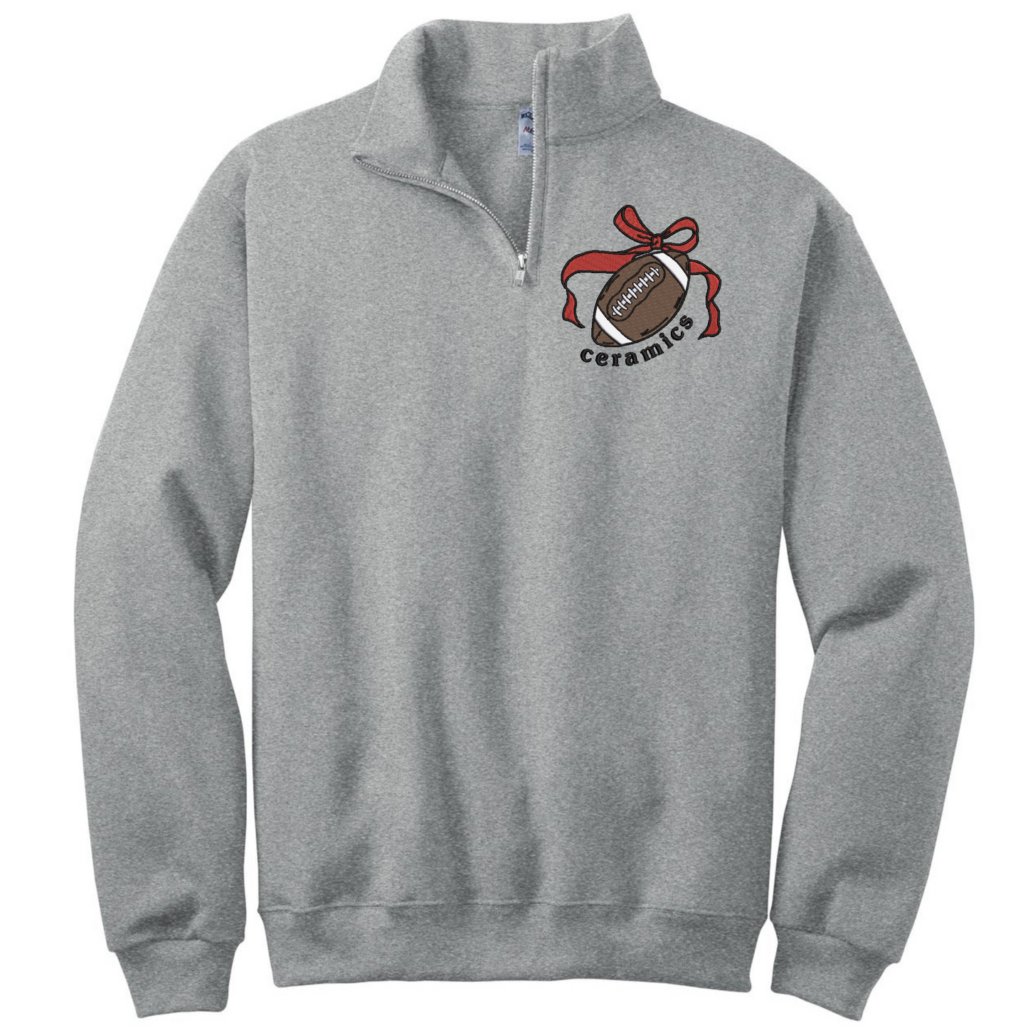 Ceramic Football Bow Embroidered 1/4 Zip