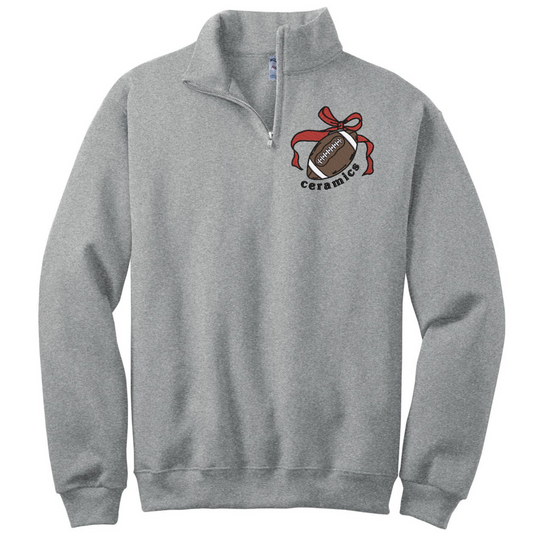 Ceramic Football Bow Embroidered 1/4 Zip