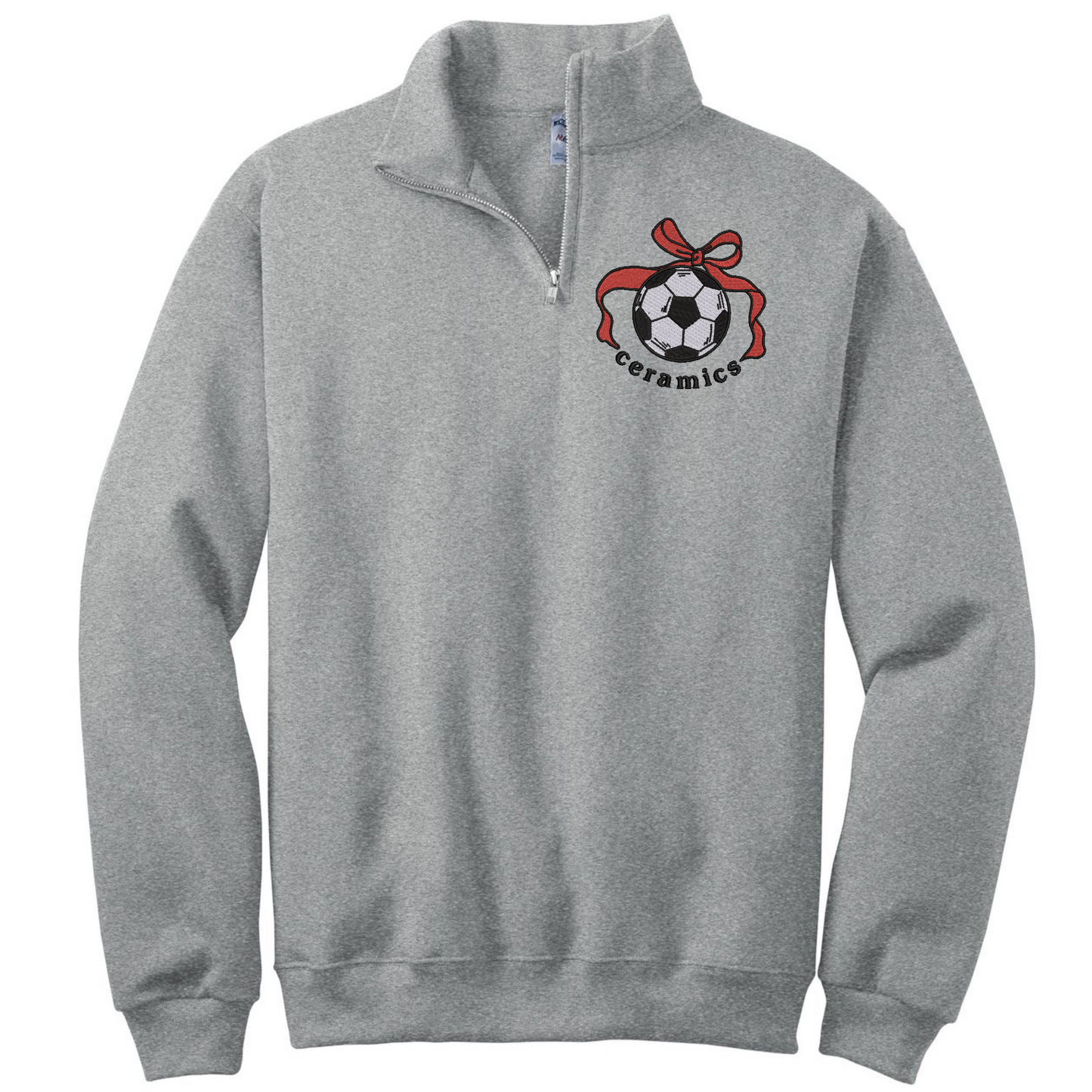 Ceramic Soccer Bow Embroidered 1/4 Zip