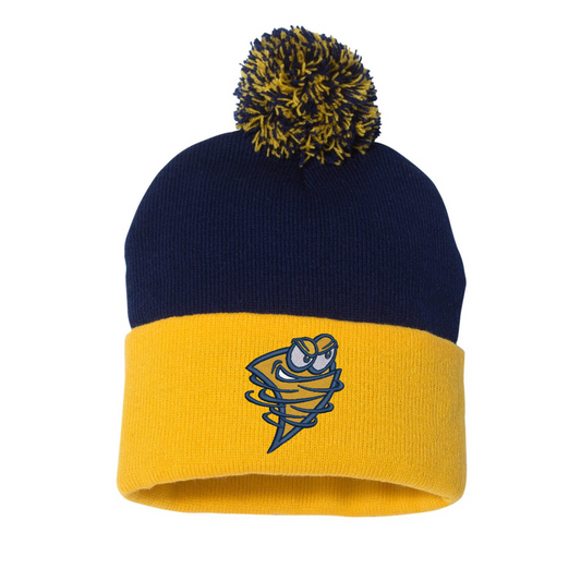 Gusto Embroidered PomPom Beanie