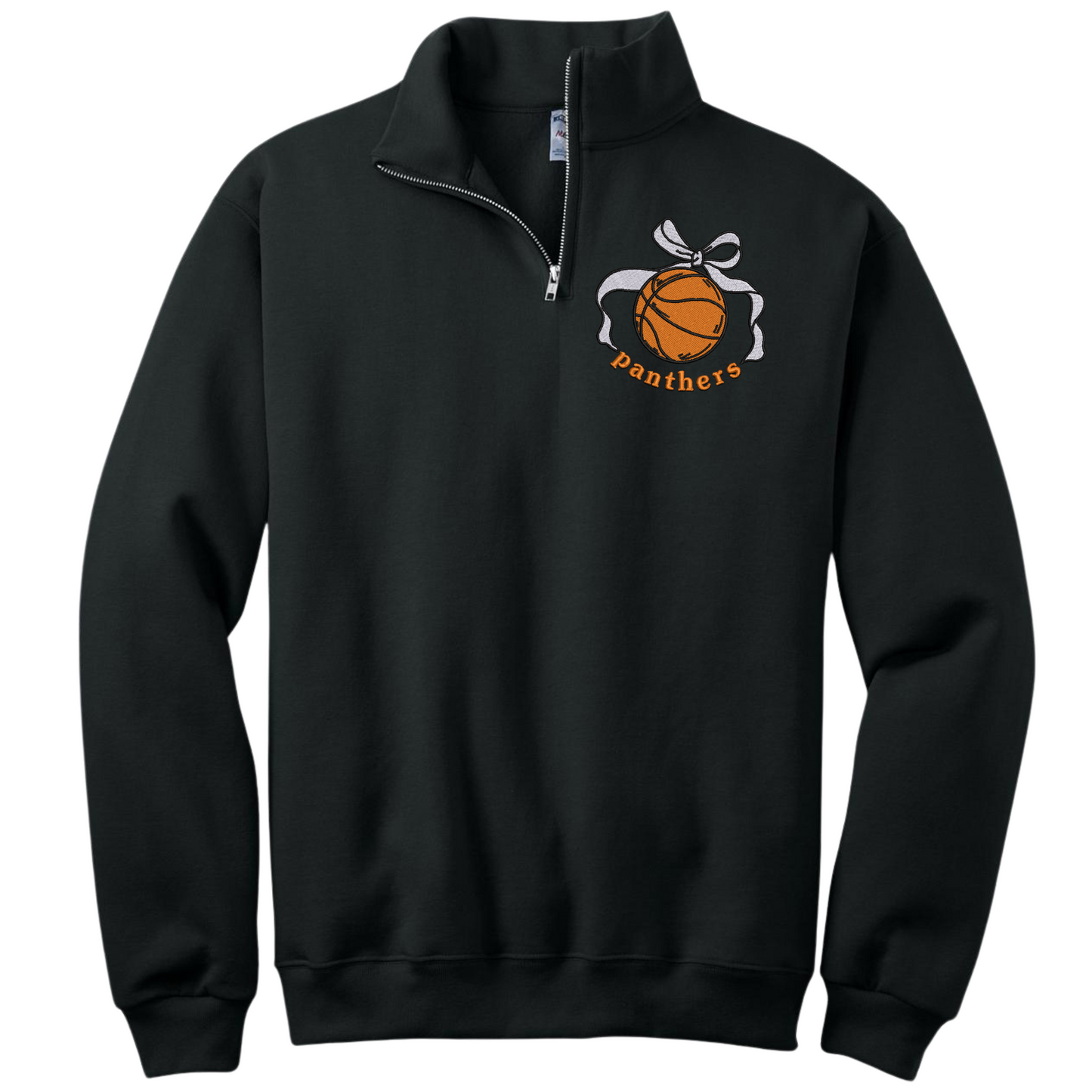 Panther Basketball Bow Embroidered 1/4 Zip