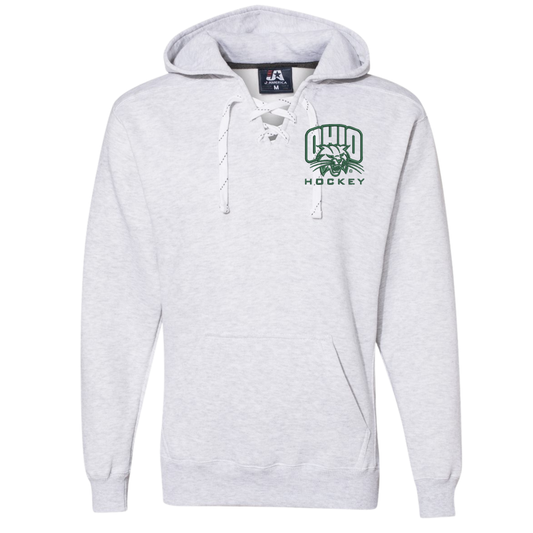 Bobcats Hockey Embroidered Lace up Hoodie