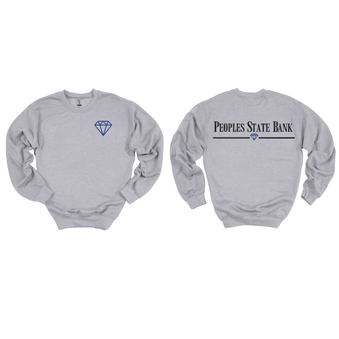 Peoples State Bank Embroidered Crewneck (Diamond Chest + Back Logo)