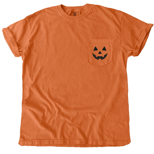 Jack-O-Lantern Embroidered Pocket Tee