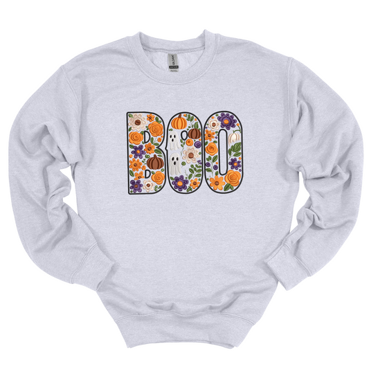 BOO Floral Embroidered Crewneck