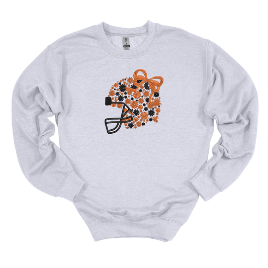 Panther Floral Helmet Embroidered Sweatshirt