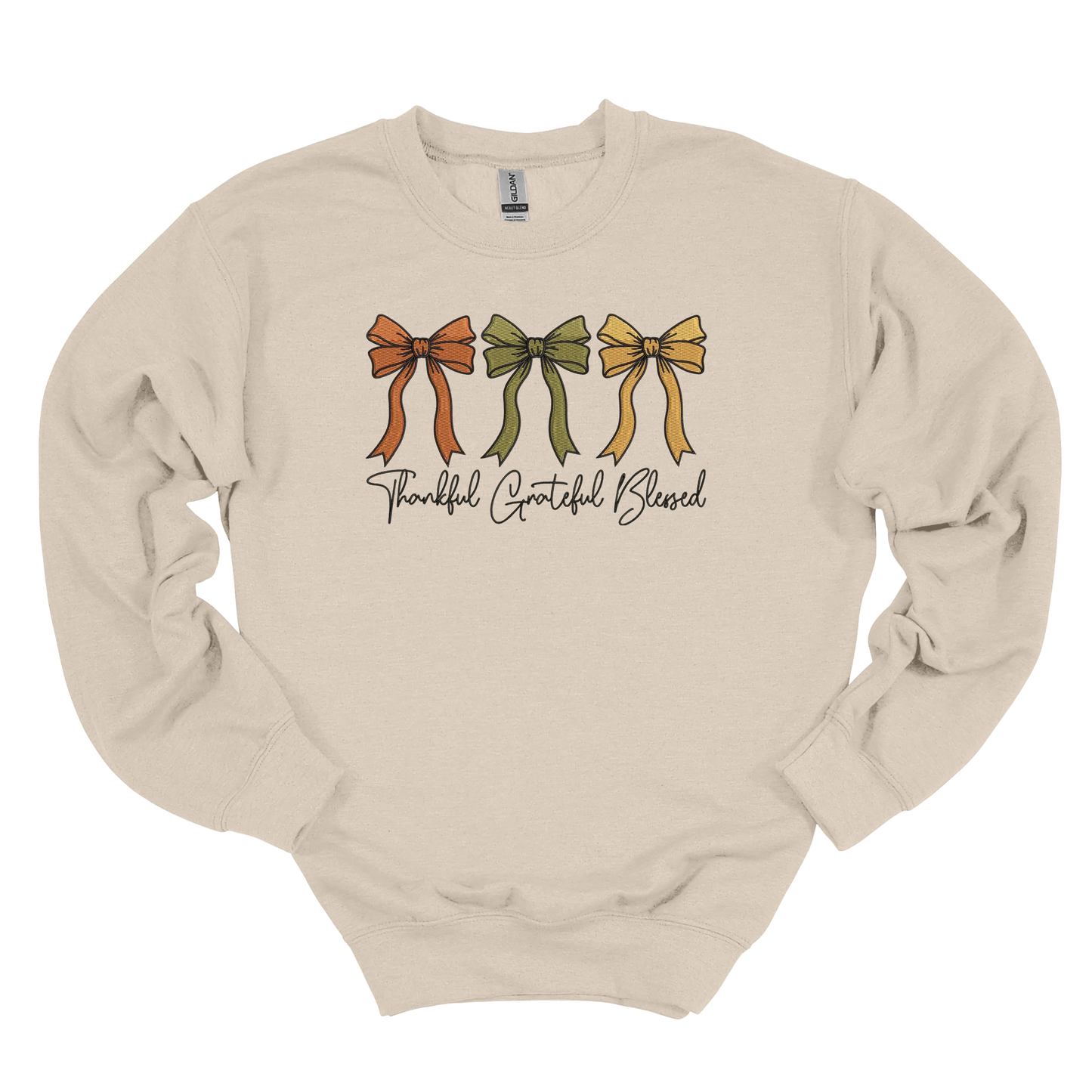 Thankful Grateful Blessed Embroidered Crew