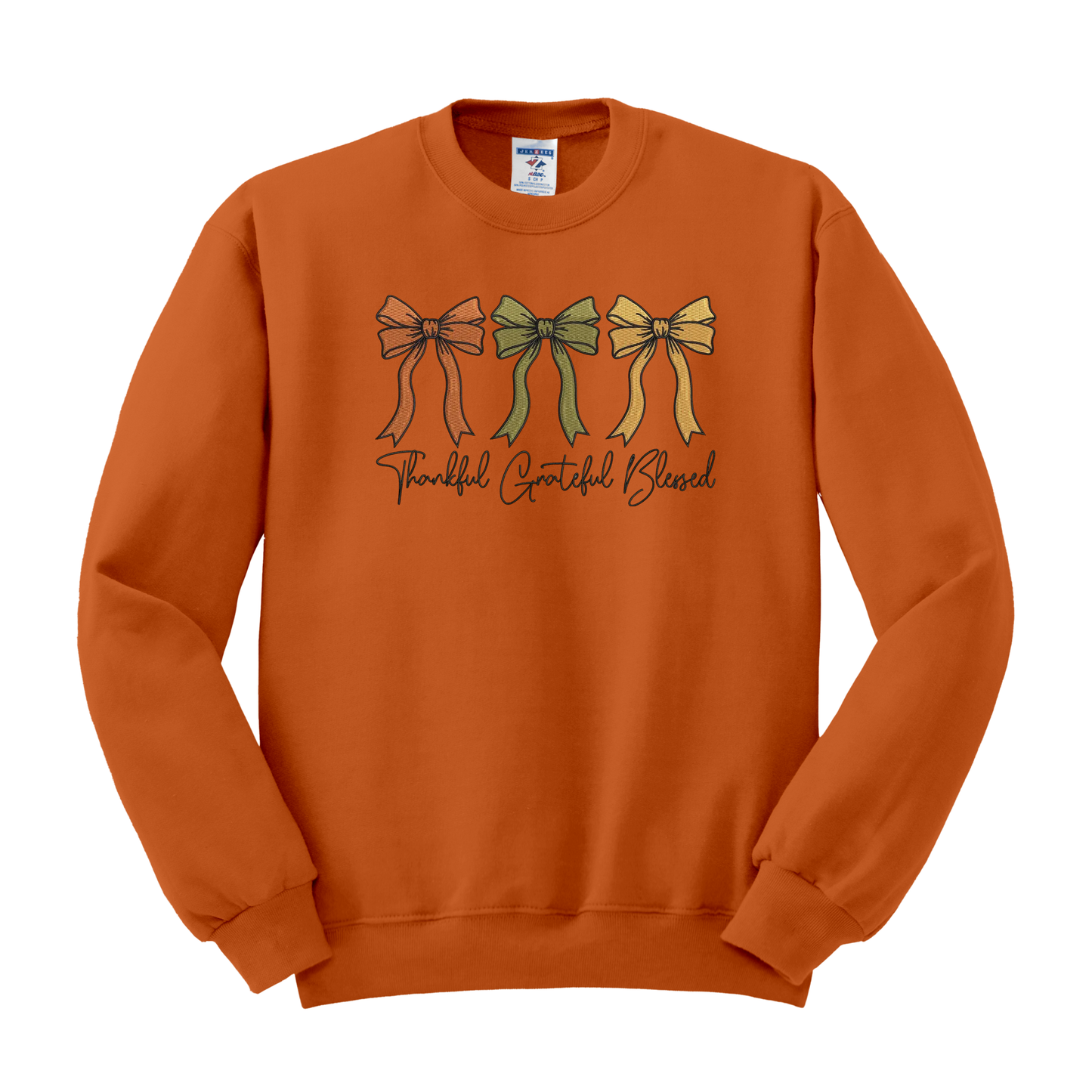 Thankful Grateful Blessed Embroidered Crew