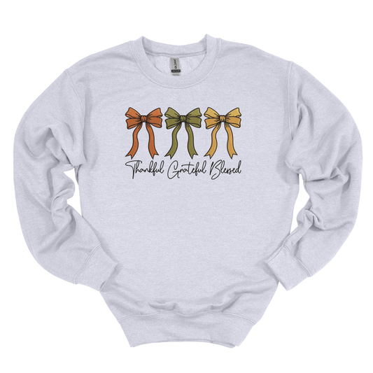 Thankful Grateful Blessed Embroidered Crew