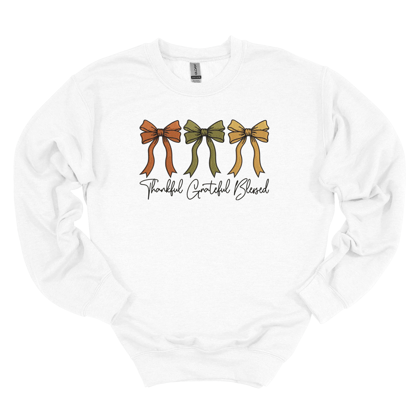 Thankful Grateful Blessed Embroidered Crew