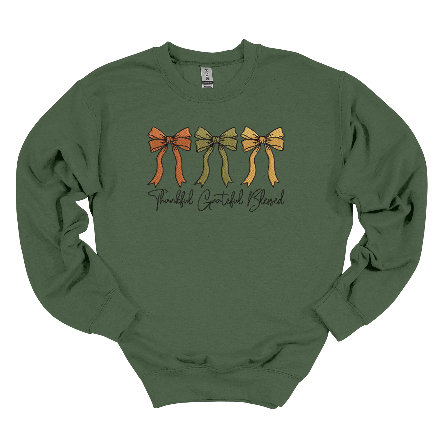 Thankful Grateful Blessed Embroidered Crew