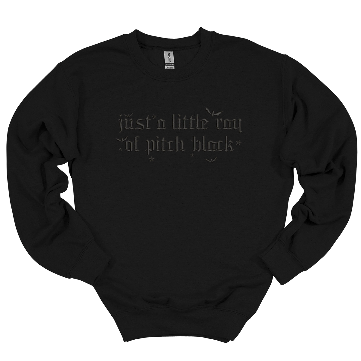 Just a Little Ray of Pitch Black Embroidered Crewneck