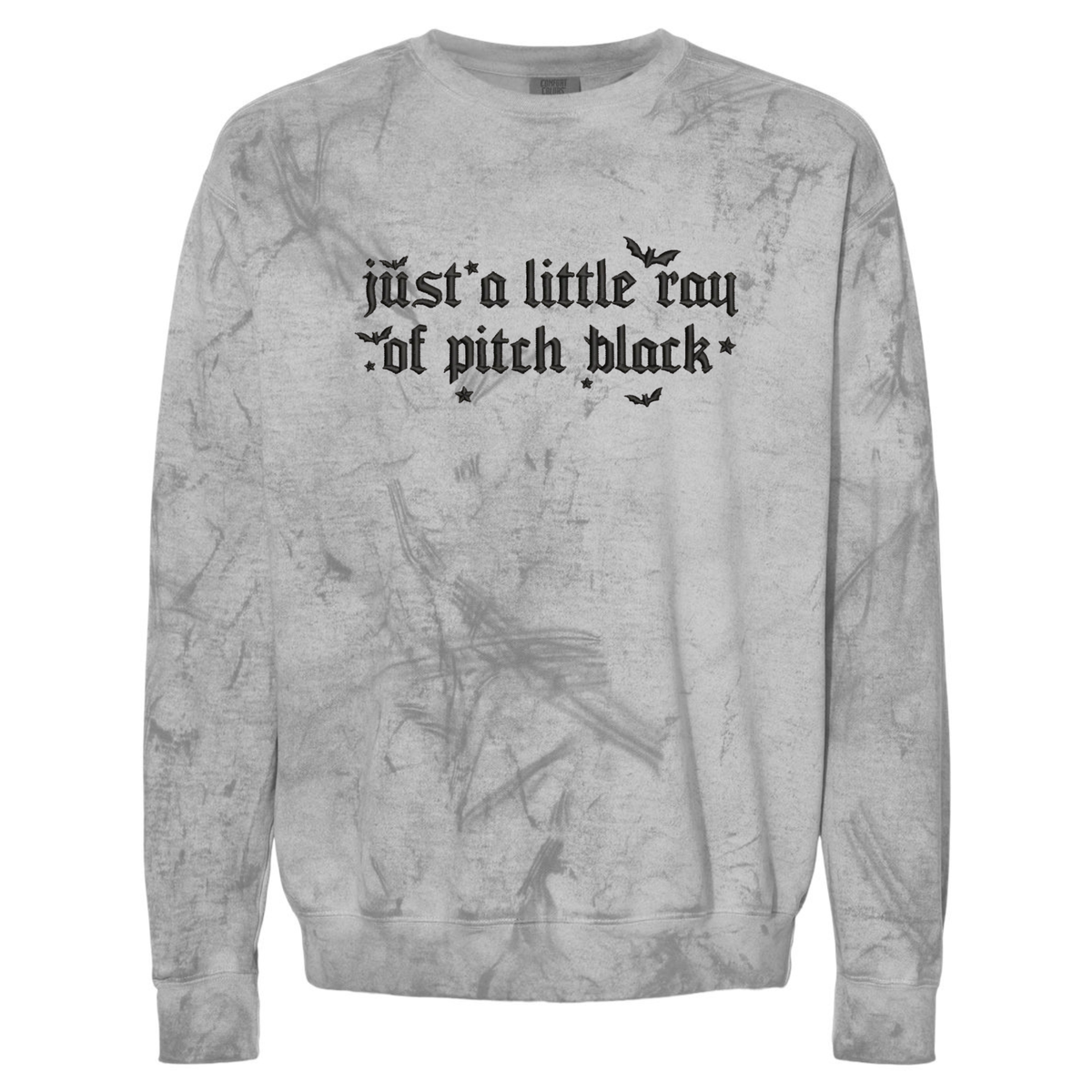 Just a Little Ray of Pitch Black Embroidered Crewneck